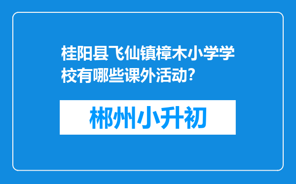 桂阳县飞仙镇樟木小学学校有哪些课外活动？