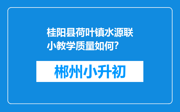 桂阳县荷叶镇水源联小教学质量如何？