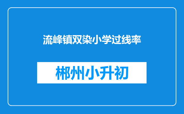 流峰镇双染小学过线率