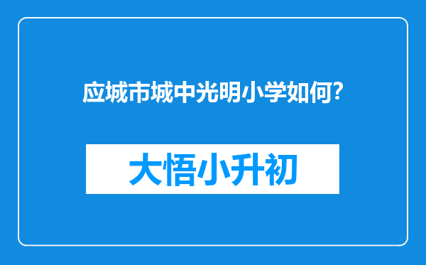 应城市城中光明小学如何？