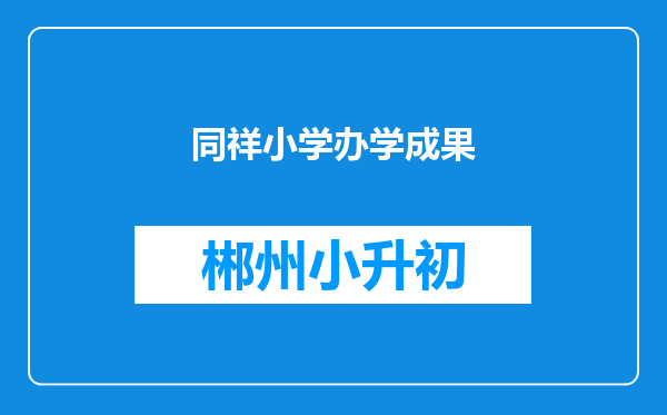 同祥小学办学成果