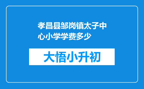 孝昌县邹岗镇太子中心小学学费多少