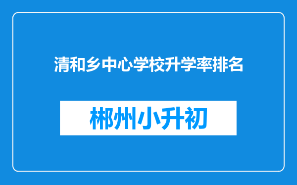 清和乡中心学校升学率排名