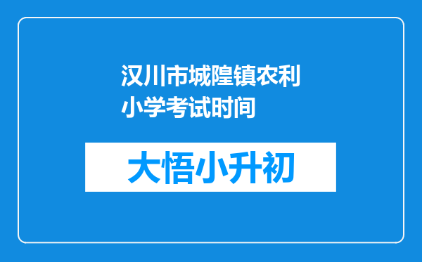 汉川市城隍镇农利小学考试时间