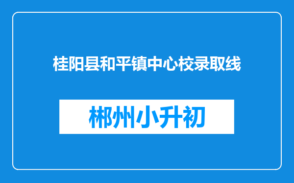 桂阳县和平镇中心校录取线