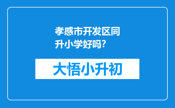 孝感市开发区同升小学好吗？