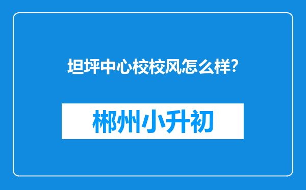 坦坪中心校校风怎么样？