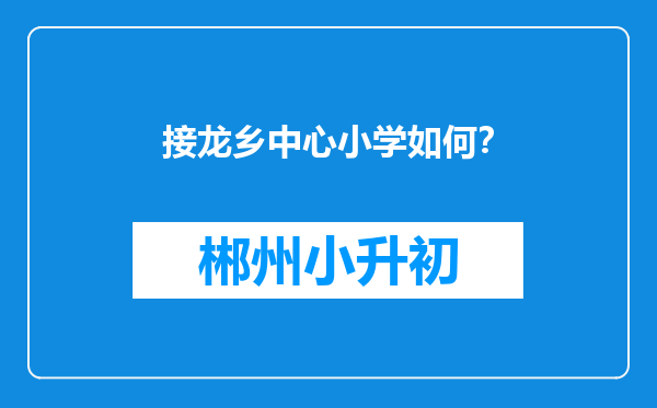 接龙乡中心小学如何？