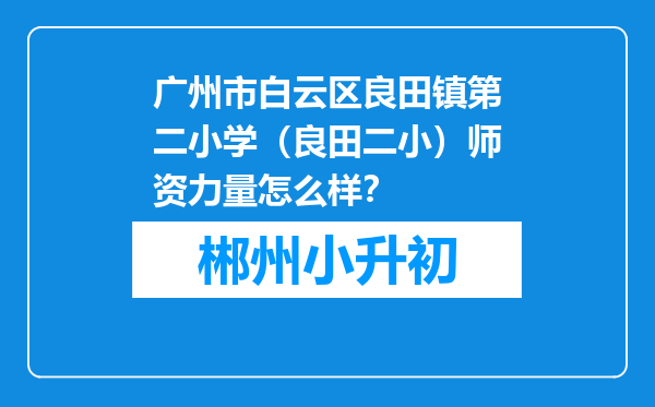 广州市白云区良田镇第二小学（良田二小）师资力量怎么样？