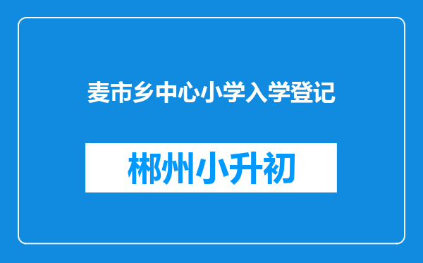 麦市乡中心小学入学登记