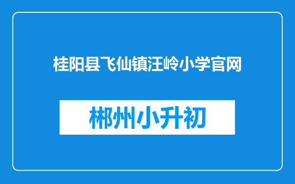 桂阳县飞仙镇汪岭小学官网