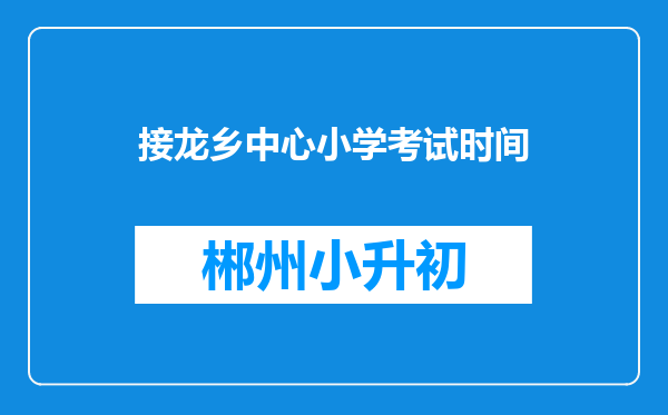 接龙乡中心小学考试时间