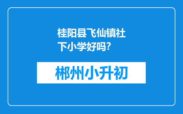 桂阳县飞仙镇社下小学好吗？