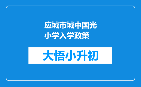 应城市城中国光小学入学政策