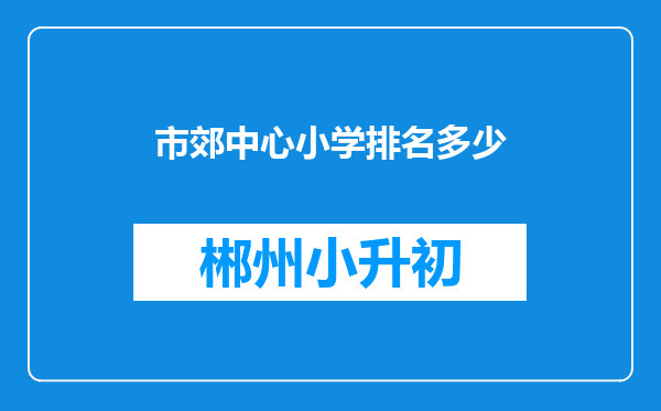 市郊中心小学排名多少