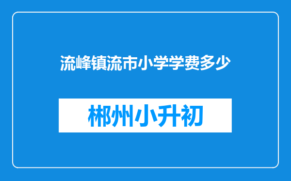 流峰镇流市小学学费多少