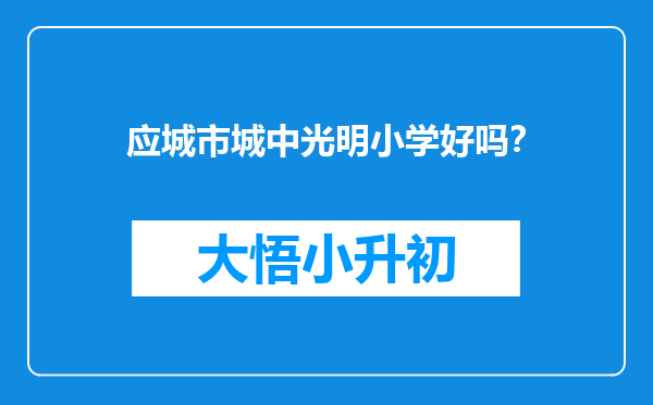 应城市城中光明小学好吗？