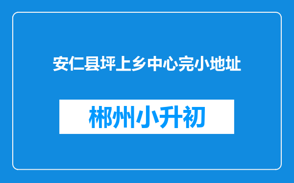 安仁县坪上乡中心完小地址