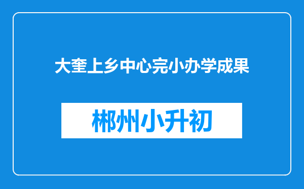 大奎上乡中心完小办学成果