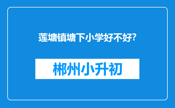 莲塘镇塘下小学好不好？