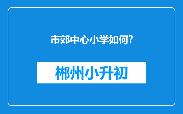 市郊中心小学如何？