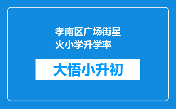 孝南区广场街星火小学升学率