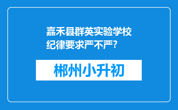 嘉禾县群英实验学校纪律要求严不严？