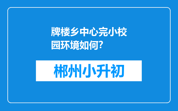 牌楼乡中心完小校园环境如何？