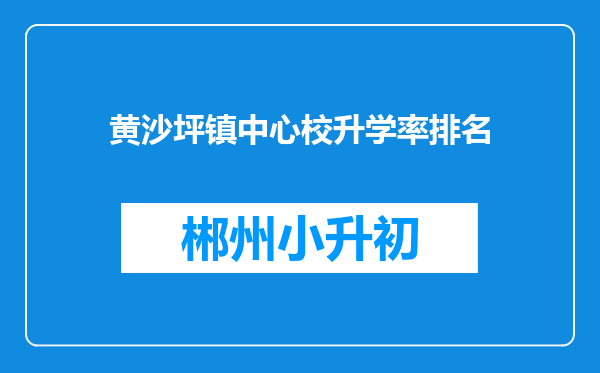 黄沙坪镇中心校升学率排名