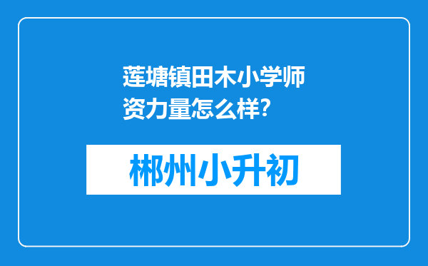 莲塘镇田木小学师资力量怎么样？