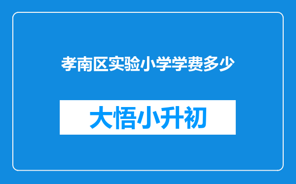 孝南区实验小学学费多少