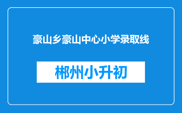 豪山乡豪山中心小学录取线