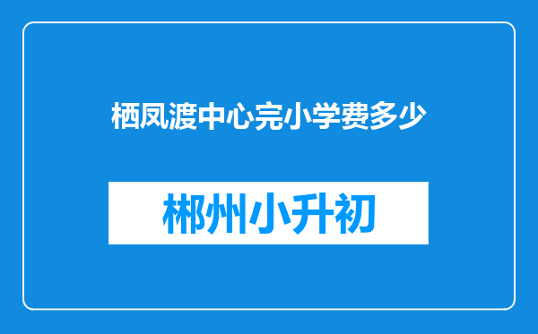 栖凤渡中心完小学费多少