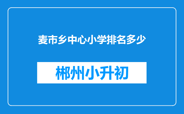 麦市乡中心小学排名多少