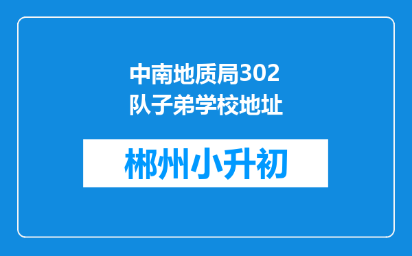 中南地质局302队子弟学校地址