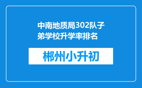 中南地质局302队子弟学校升学率排名