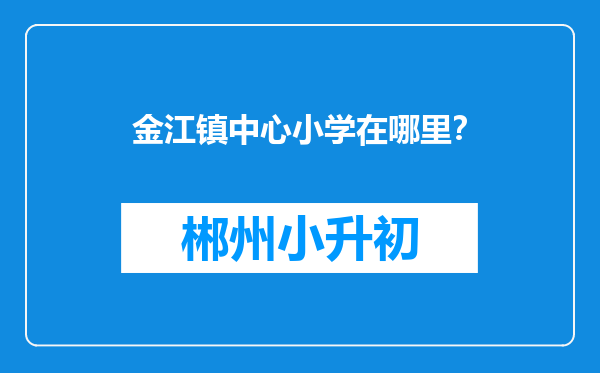 金江镇中心小学在哪里？