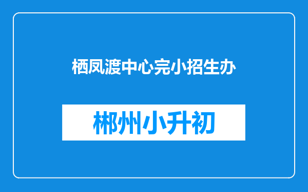 栖凤渡中心完小招生办