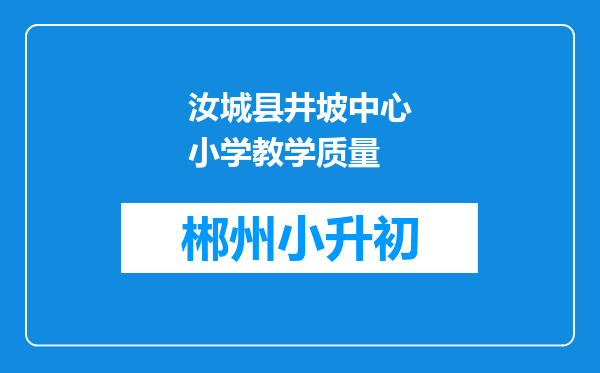 汝城县井坡中心小学教学质量