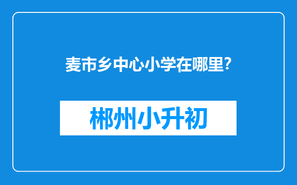 麦市乡中心小学在哪里？