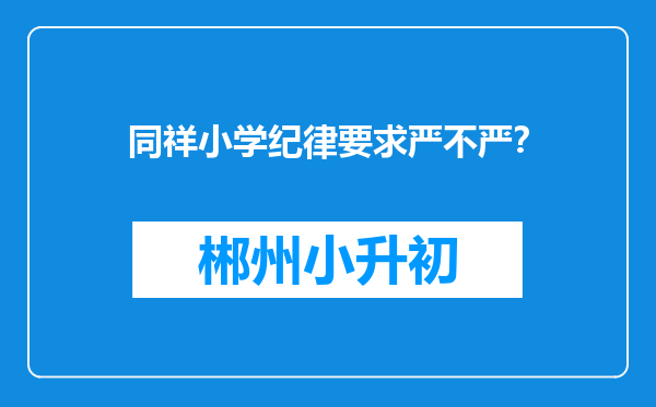 同祥小学纪律要求严不严？