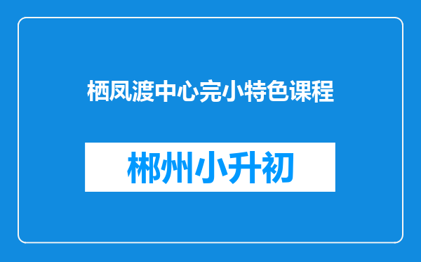 栖凤渡中心完小特色课程