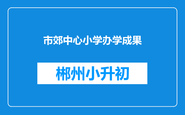 市郊中心小学办学成果