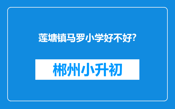 莲塘镇马罗小学好不好？