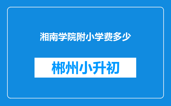 湘南学院附小学费多少