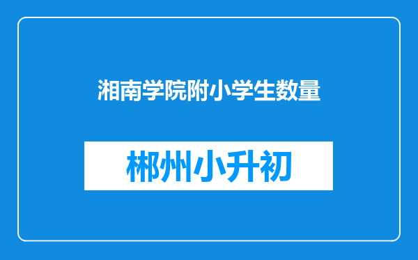 湘南学院附小学生数量