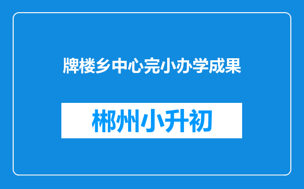 牌楼乡中心完小办学成果