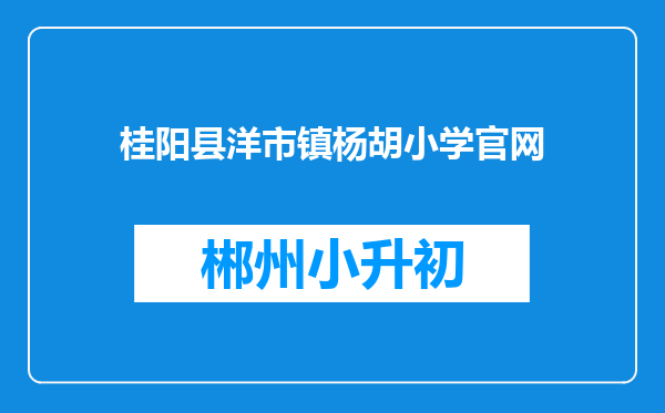 桂阳县洋市镇杨胡小学官网