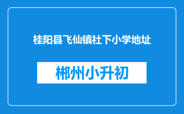 桂阳县飞仙镇社下小学地址