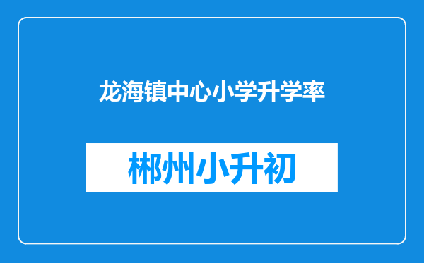 龙海镇中心小学升学率